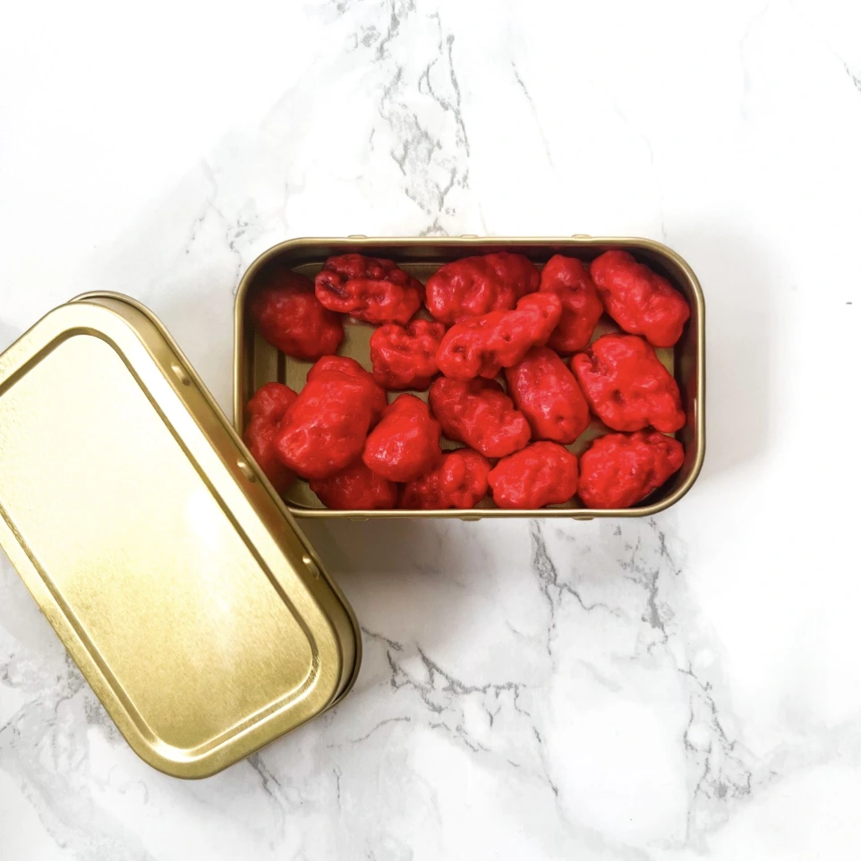 Boite métal rectangle petite - Pralines roses