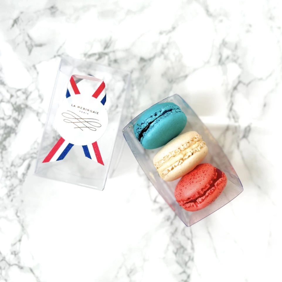 Macarons parisiens - étui 3 pièces Bleu Blanc Rouge