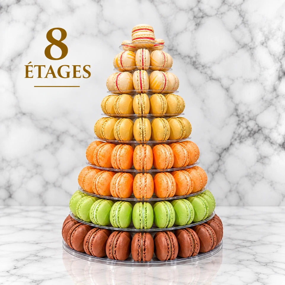 Pyramide de 8 étages (40cm) - 124 macarons